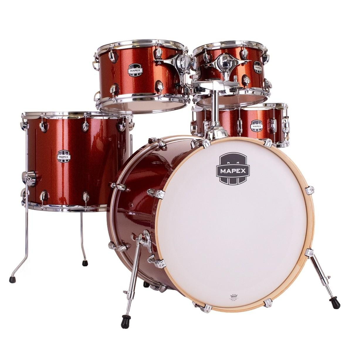 Mapex Mars Birch 20" Fusion Acoustic Drum Kit in Blood Orange Sparkle Mapex Mars Birch 20" Fusion Acoustic Drum Kit in Blood Orange Sparkle
