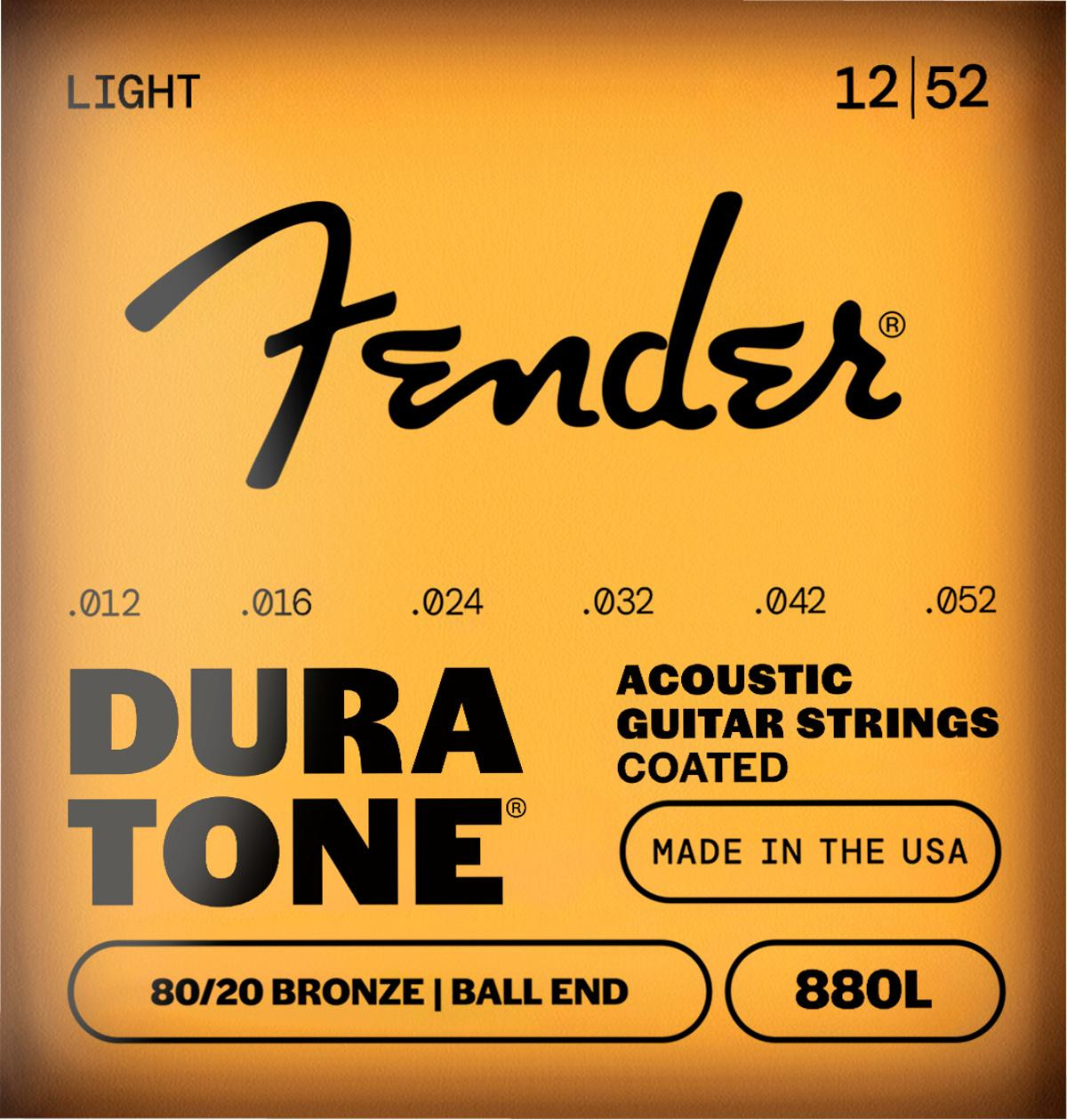 Fender Dura-Tone 880 Coated 80/20 Bronze Acoustic Guitar Strings 12-52 Fender Dura-Tone 880 Coated 80/20 Bronze Acoustic Guitar Strings 12-52
