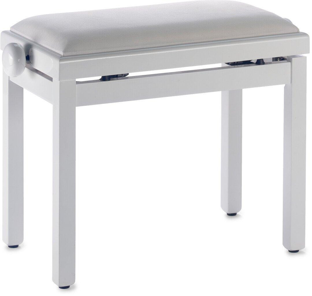 B Stock : Stagg Rise & Fall High Gloss White Piano Bench with White Ribbed Velvet Top - 001 B Stock : Stagg Rise & Fall High Gloss White Piano Bench with White Ribbed Velvet Top - 001