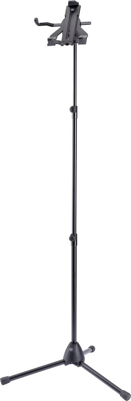 K&M 19775 Universal 10" - 16" Tablet Holder & 3-piece Extendable Tripod Floor Stand In Black
