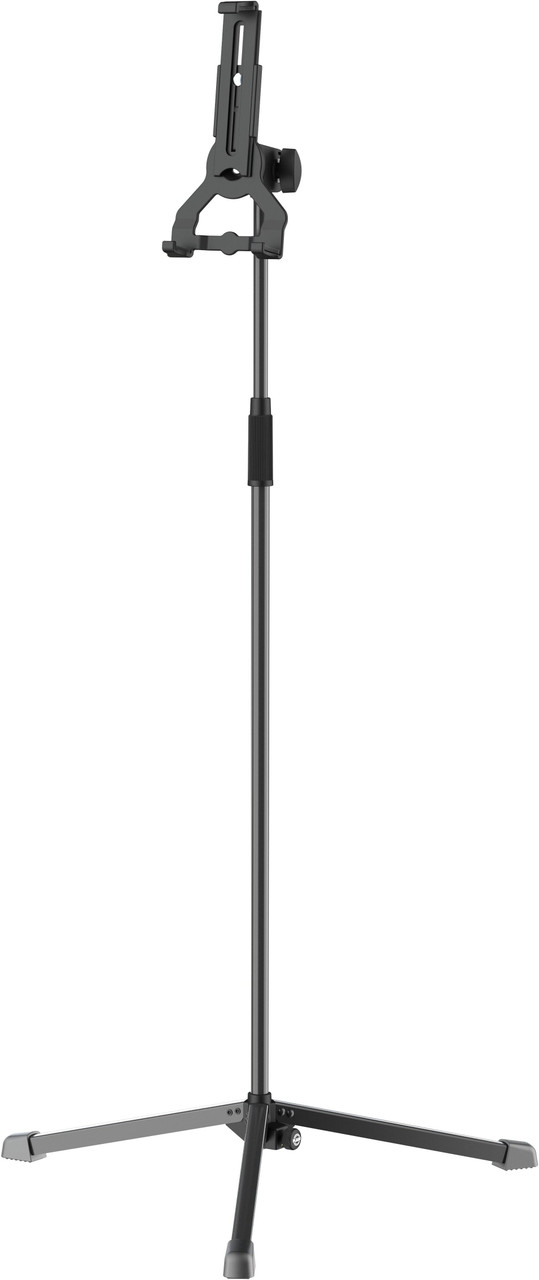 K&M 19767 Universal 10" - 16" Tablet Holder & Extendable Tripod Floor Stand In Black