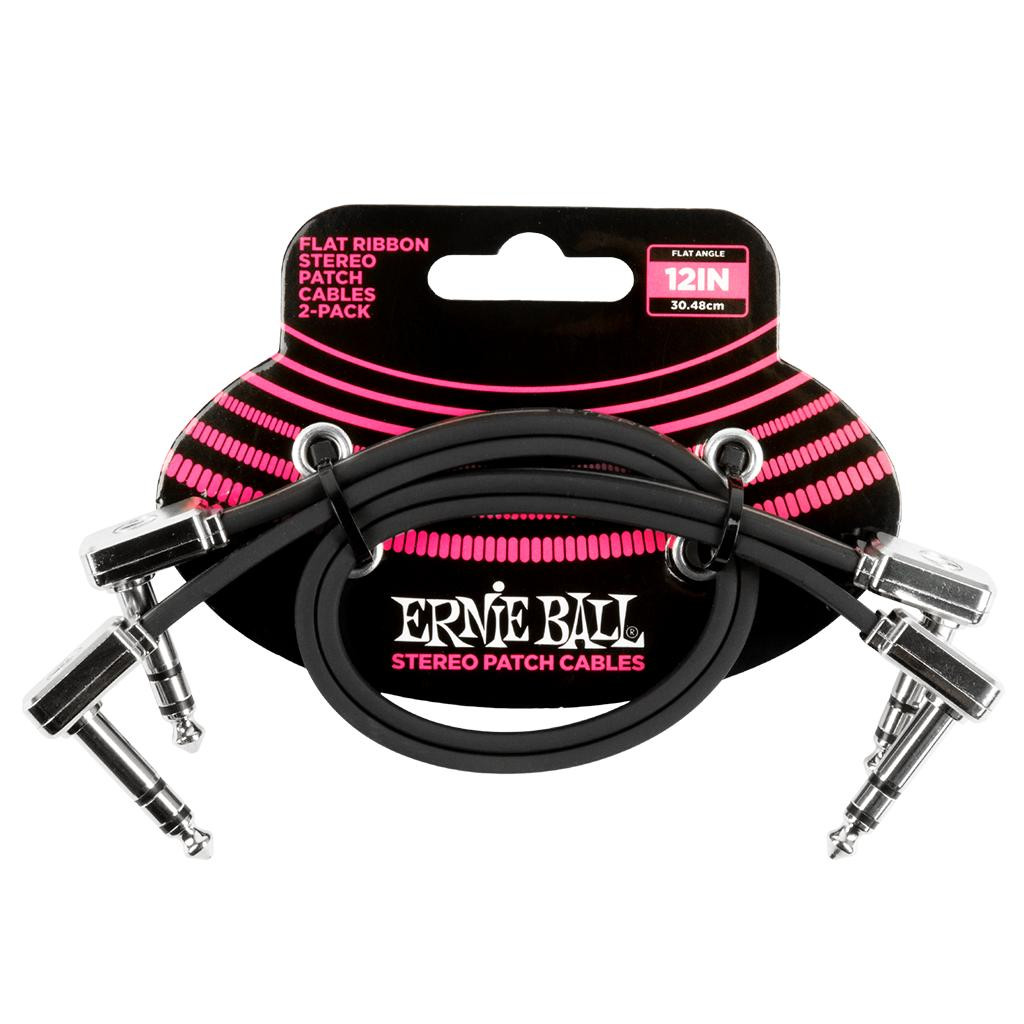 Ernie Ball 12" Flat Ribbon Patch Cable 2-Pack in Black Ernie Ball 12" Flat Ribbon Patch Cable 2-Pack in Black