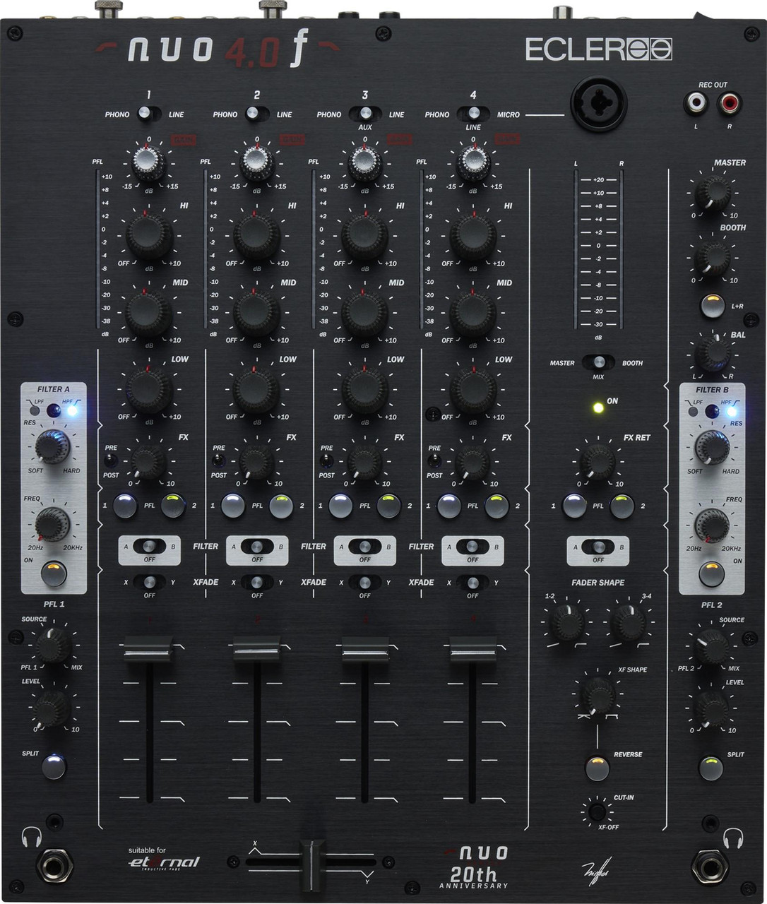 Ecler NUO 4.0F - 4 Channel Analog Mixer in Black Ecler NUO 4.0F - 4 Channel Analog Mixer in Black