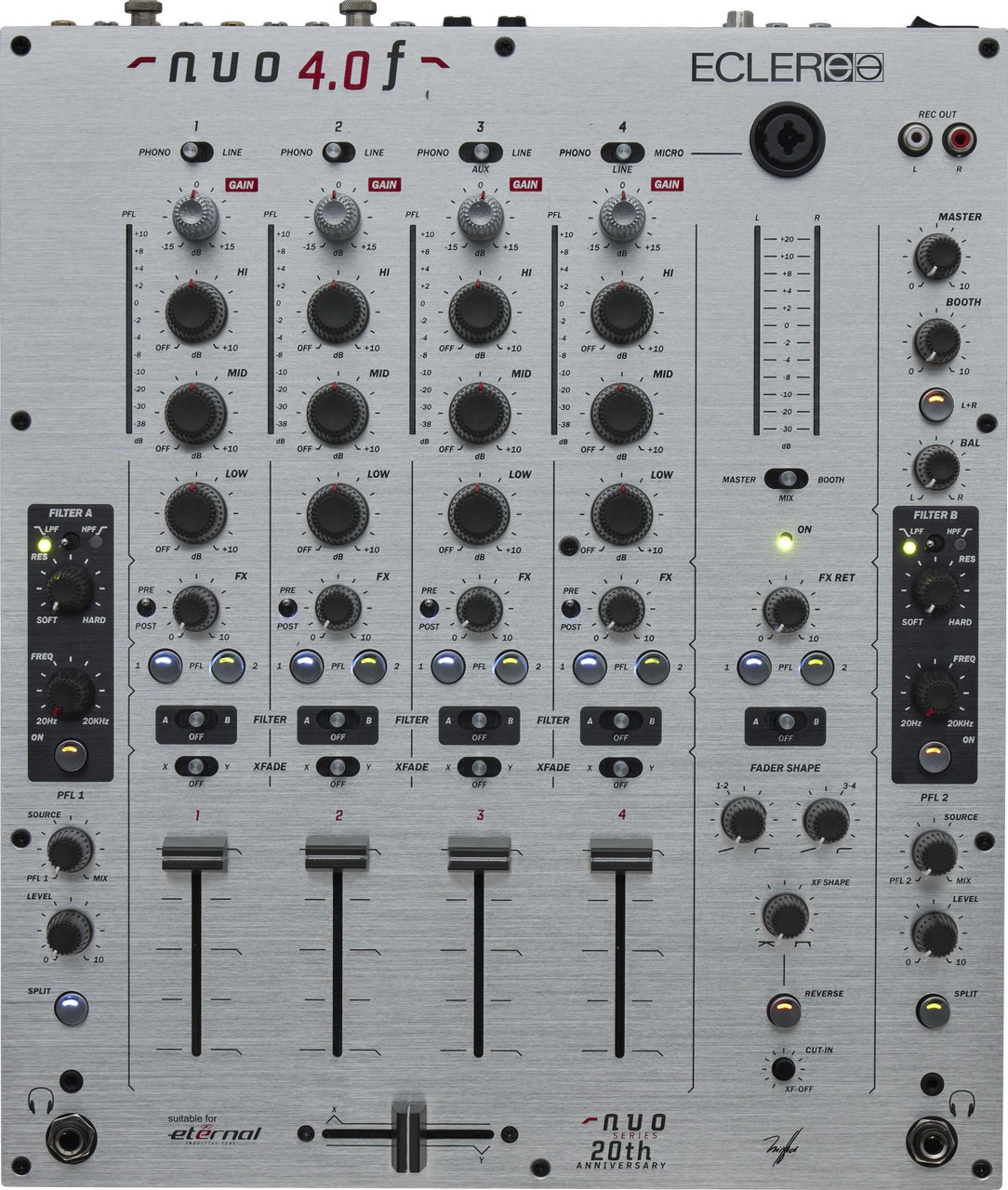 Ecler NUO 4.0F - 4 Channel Analog Mixer in Silver Ecler NUO 4.0F - 4 Channel Analog Mixer in Silver