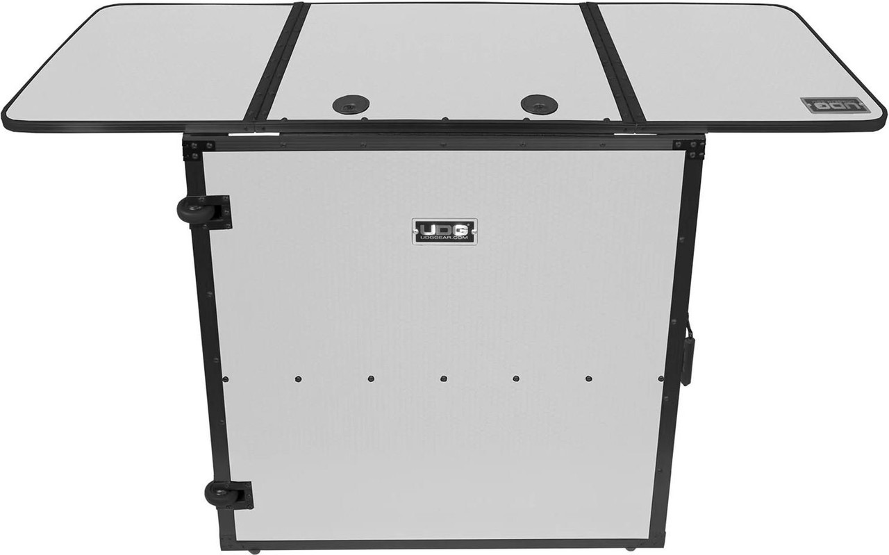 UDG FlightCase Fold Out DJ Table + Wheels MK2 in White UDG FlightCase Fold Out DJ Table + Wheels MK2 in White