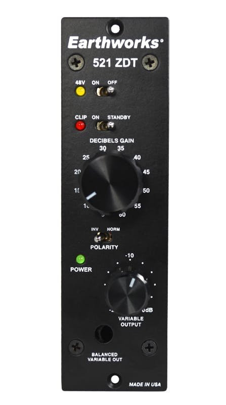 Earthworks 521 Single Channel Zero Distortion Technology 500 Series Preamp Earthworks 521 Single Channel Zero Distortion Technology 500 Series Preamp