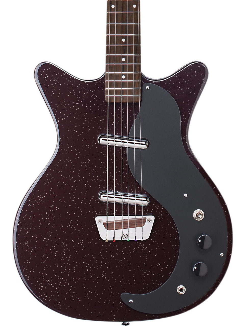 Danelectro Glitter ‘59 Electric Guitar in Maroon with Silver Glitter Danelectro Glitter ‘59 Electric Guitar in Maroon with Silver Glitter