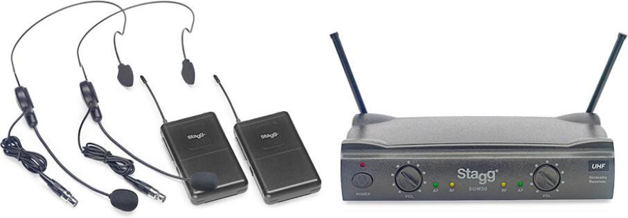 Stagg Dual Headset UHF Wireless Vocal System - 864.2 & 864.7 MHz Stagg Dual Headset UHF Wireless Vocal System - 864.2 & 864.7 MHz