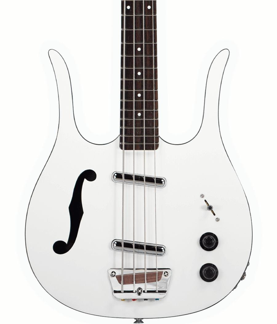 Danelectro Red Hot Longhorn Short Scale Bass Guitar in White Danelectro Red Hot Longhorn Short Scale Bass Guitar in White