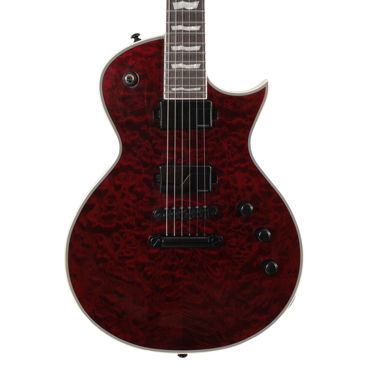 B Stock : ESP LTD EC-1000 QM Electric Guitar in See Thru Black Cherry Fluence - 001