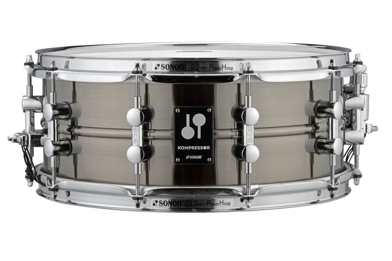 Sonor Kompressor 14x5.75 Brass Snare Drum, Black Nickel Plated Sonor Kompressor 14x5.75 Brass Snare Drum, Black Nickel Plated