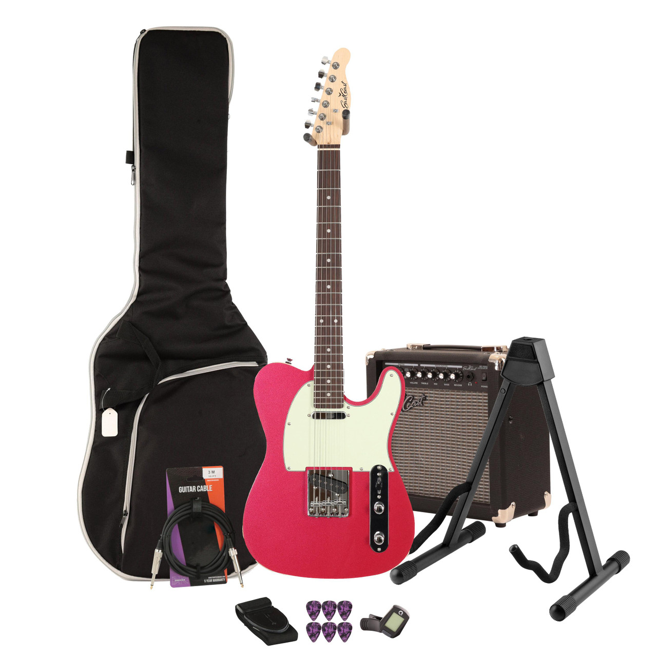 Eastcoast T62 Burgundy Mist Metallic Electric Guitar 15W Amp Bundle Eastcoast T62 Burgundy Mist Metallic Electric Guitar 15W Amp Bundle
