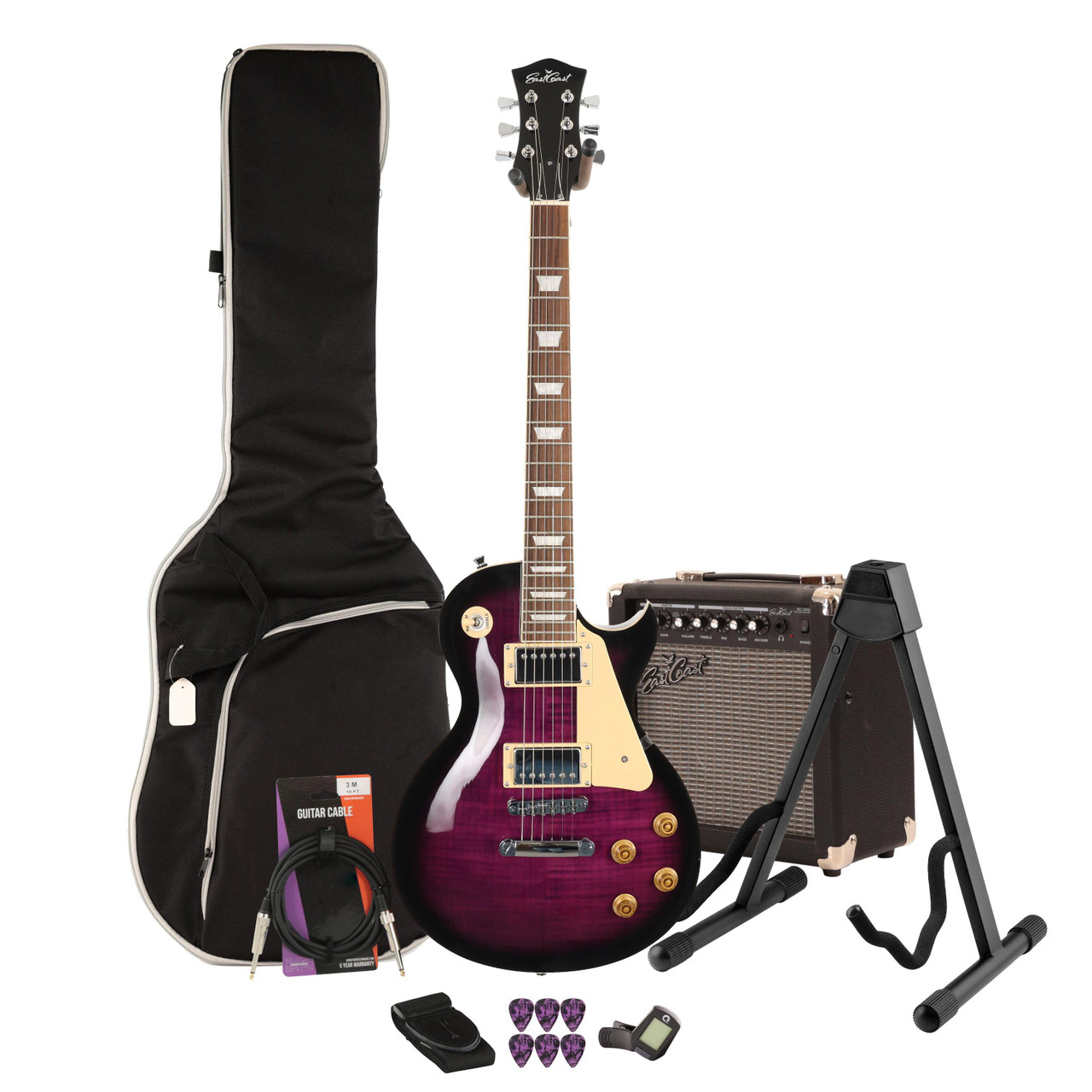 Eastcoast L1 Amethyst Burst Electric Guitar 15W Amp Bundle Eastcoast L1 Amethyst Burst Electric Guitar 15W Amp Bundle