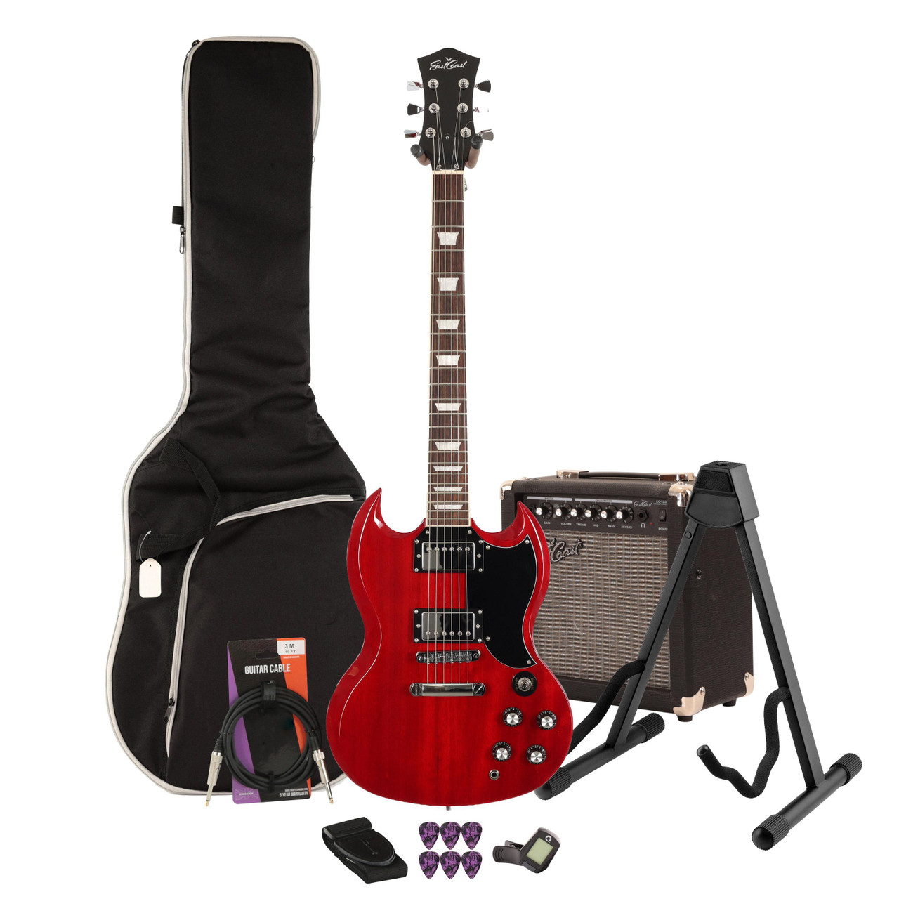Eastcoast GS61S Cherry Red Electric Guitar 15W Amp Bundle Eastcoast GS61S Cherry Red Electric Guitar 15W Amp Bundle