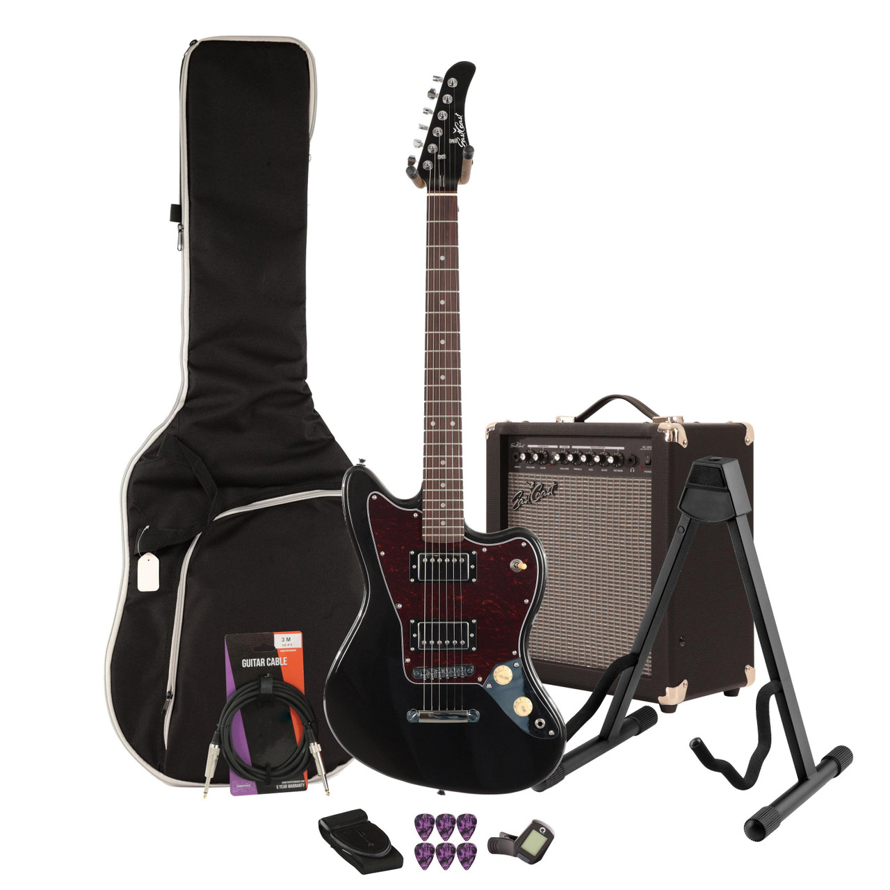 Eastcoast JG Metallic Black Electric Guitar 35W Amp Bundle Eastcoast JG Metallic Black Electric Guitar 35W Amp Bundle