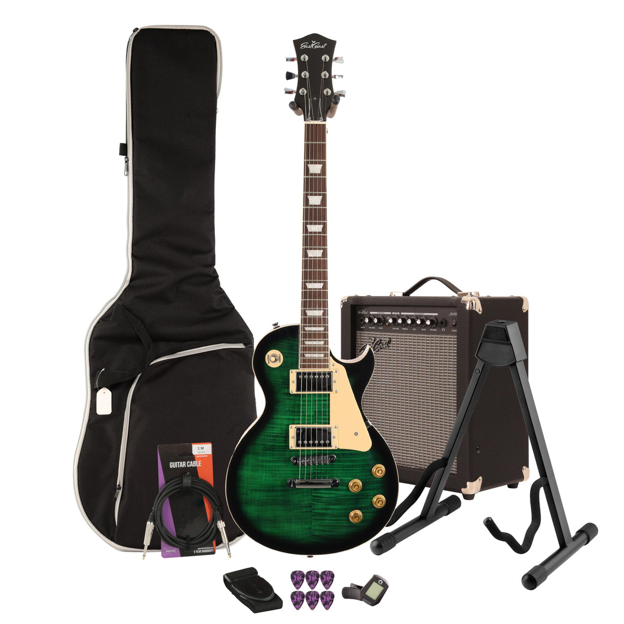 Eastcoast L1 Boa Green Electric Guitar 35W Amp Bundle Eastcoast L1 Boa Green Electric Guitar 35W Amp Bundle