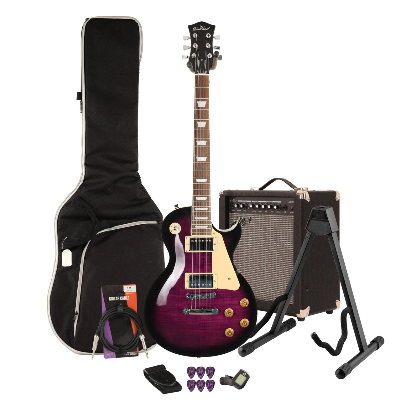 Eastcoast L1 Amethyst Burst Electric Guitar 35W Amp Bundle Eastcoast L1 Amethyst Burst Electric Guitar 35W Amp Bundle