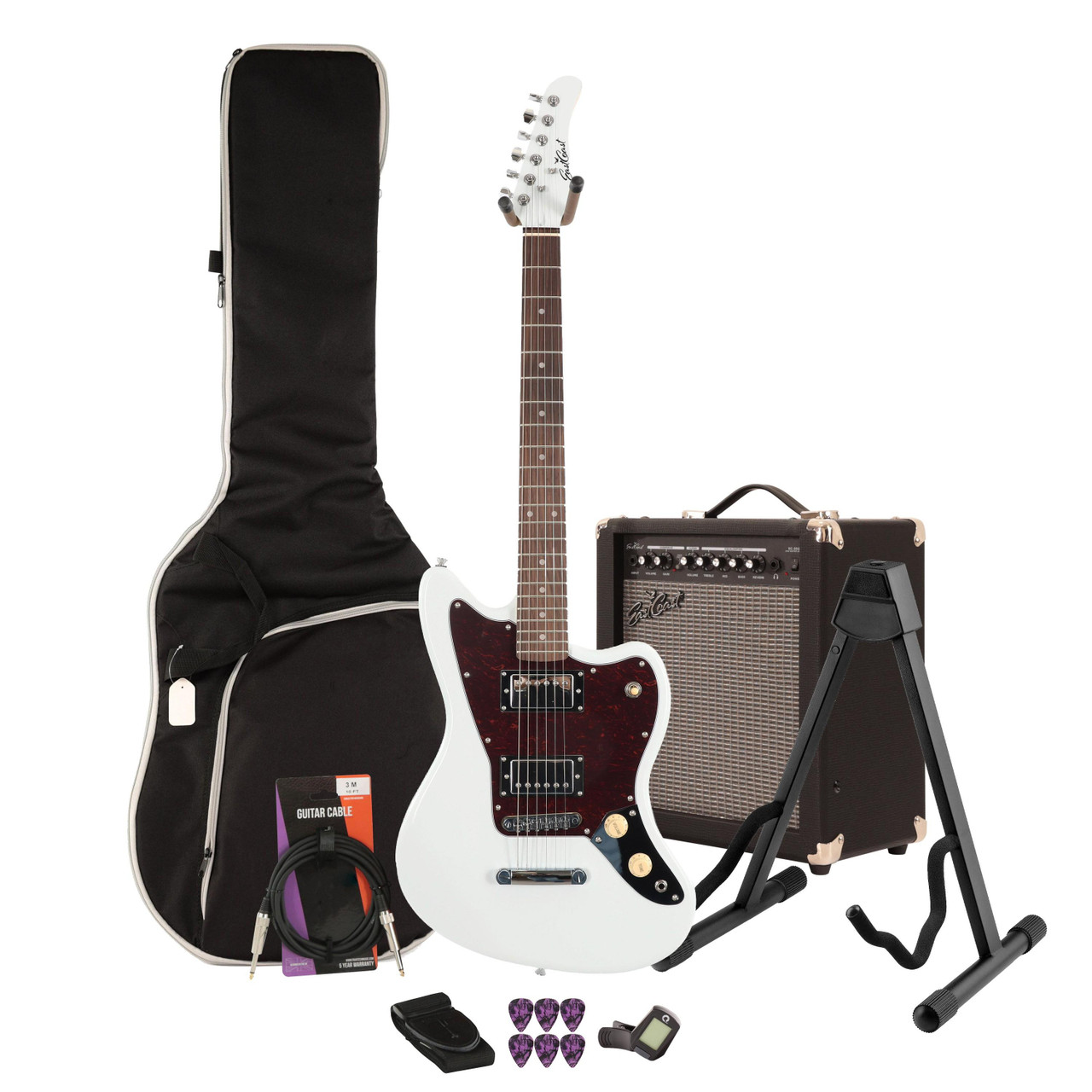 Eastcoast JG White Electric Guitar 35W Amp Bundle Eastcoast JG White Electric Guitar 35W Amp Bundle