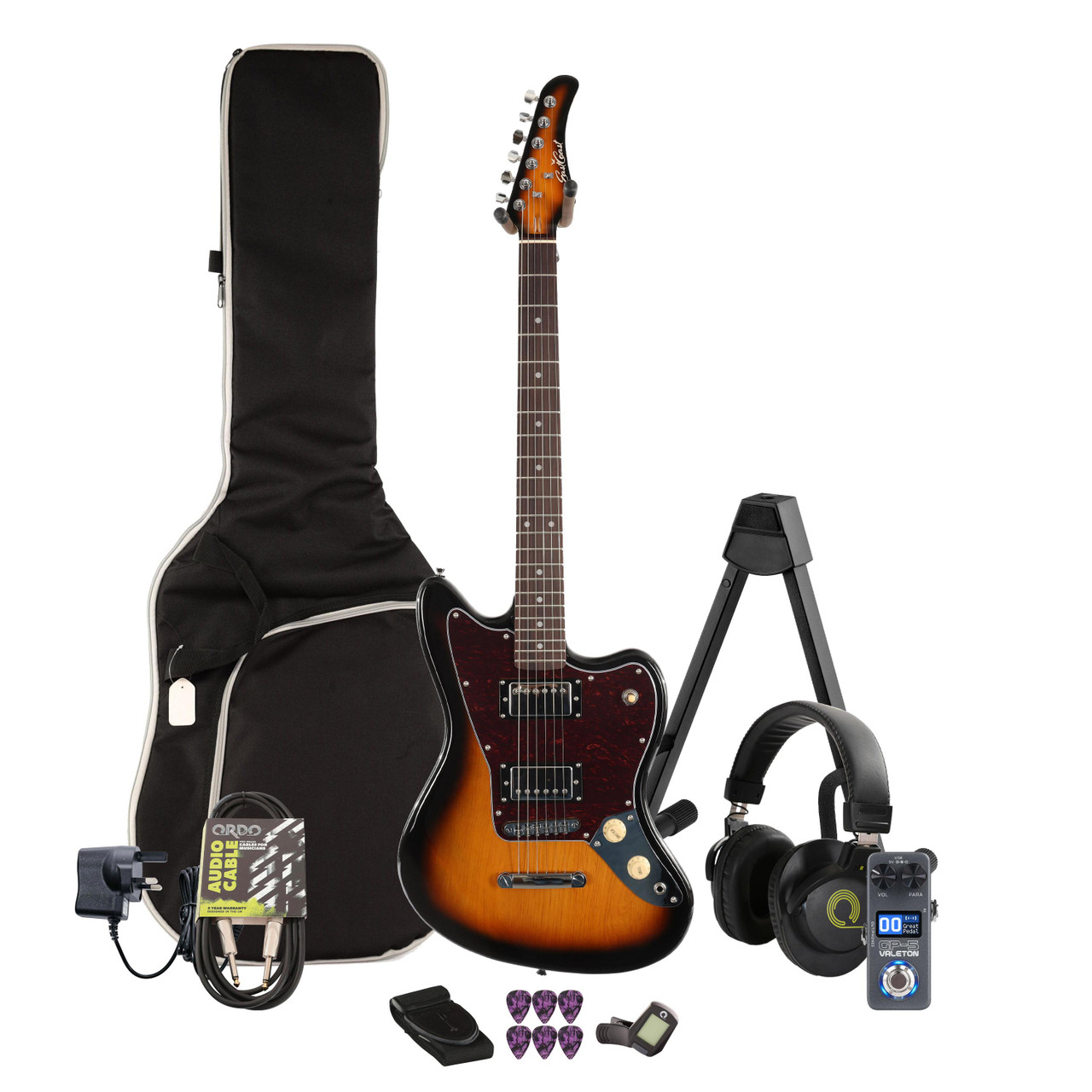 Eastcoast JG Two Tone Sunburst Electric Guitar Multi-FX & Modelling Bundle with Accessories Eastcoast JG Two Tone Sunburst Electric Guitar Multi-FX & Modelling Bundle with Accessories