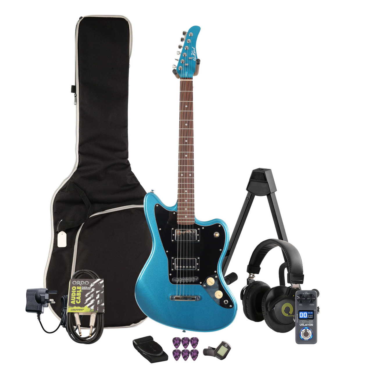 Eastcoast JG Lake Placid Blue Electric Guitar Multi-FX & Modelling Bundle with Accessories Eastcoast JG Lake Placid Blue Electric Guitar Multi-FX & Modelling Bundle with Accessories