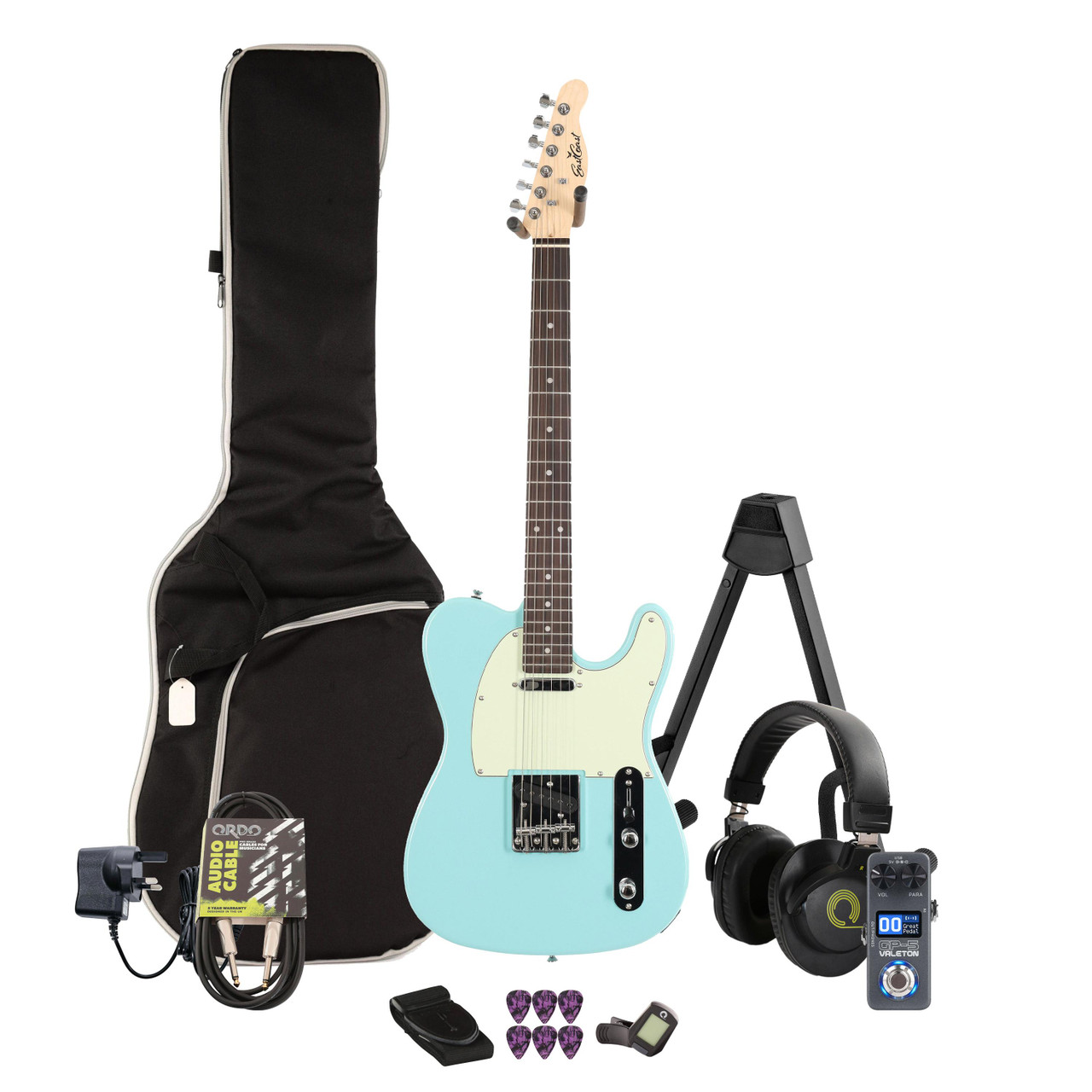 Eastcoast T1 Daphne Blue Electric Guitar Multi-FX & Modelling Bundle with Accessories Eastcoast T1 Daphne Blue Electric Guitar Multi-FX & Modelling Bundle with Accessories