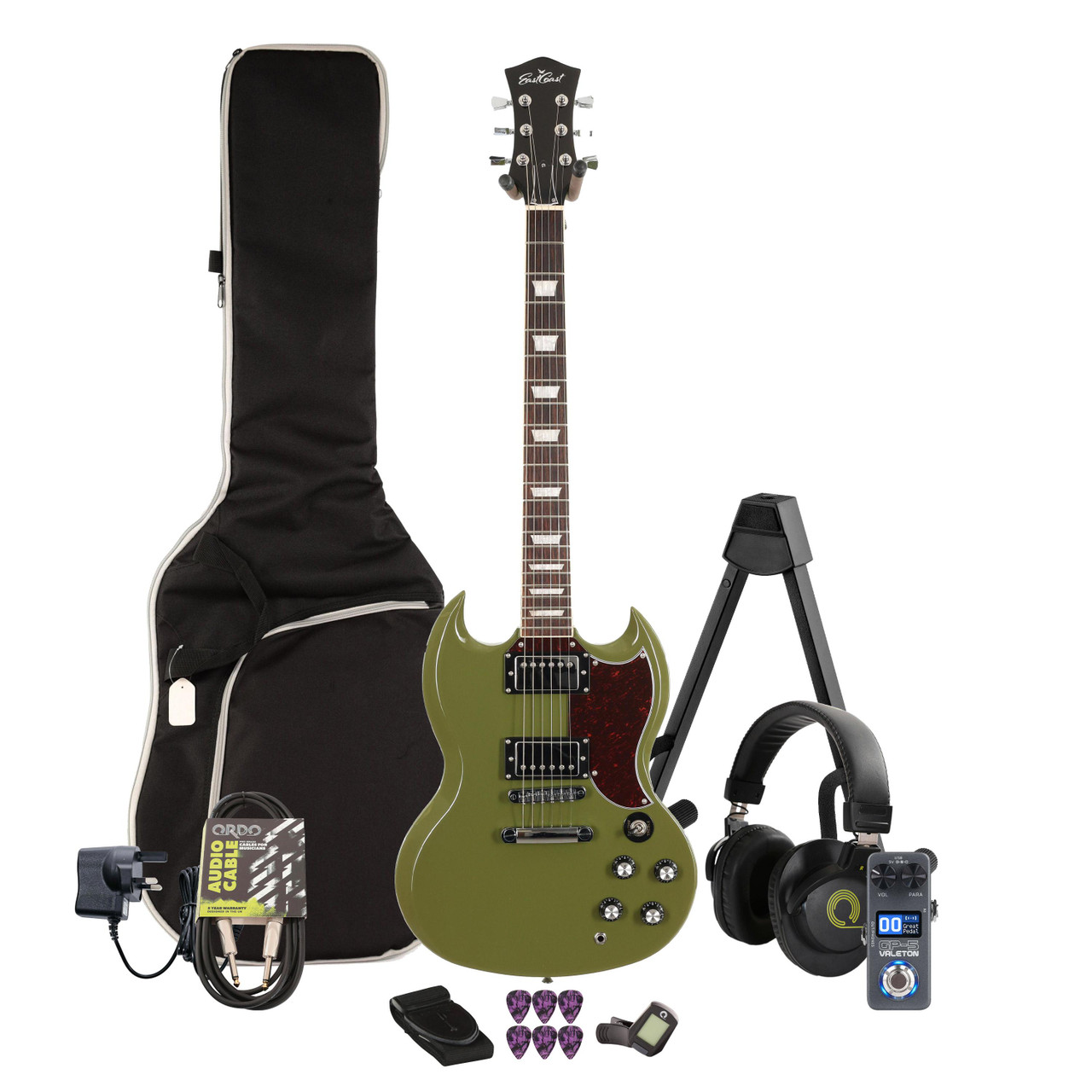 Eastcoast GS61S Olive Electric Guitar Multi-FX & Modelling Bundle with Accessories Eastcoast GS61S Olive Electric Guitar Multi-FX & Modelling Bundle with Accessories
