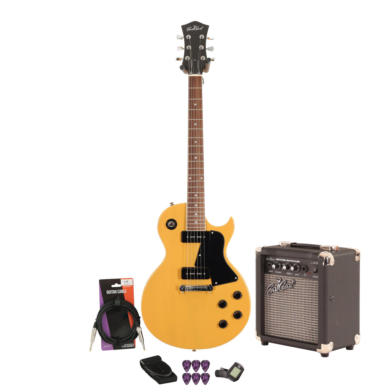 Eastcoast LS TV Yellow Electric Guitar 10W Amp Bundle Eastcoast LS TV Yellow Electric Guitar 10W Amp Bundle