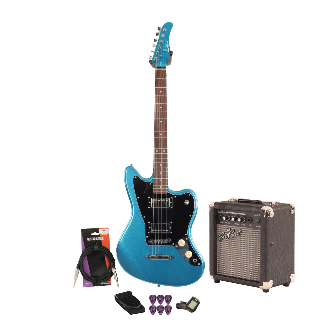 Eastcoast JG Lake Placid Blue 10w Amp Guitar Bundle Eastcoast JG Lake Placid Blue 10w Amp Guitar Bundle