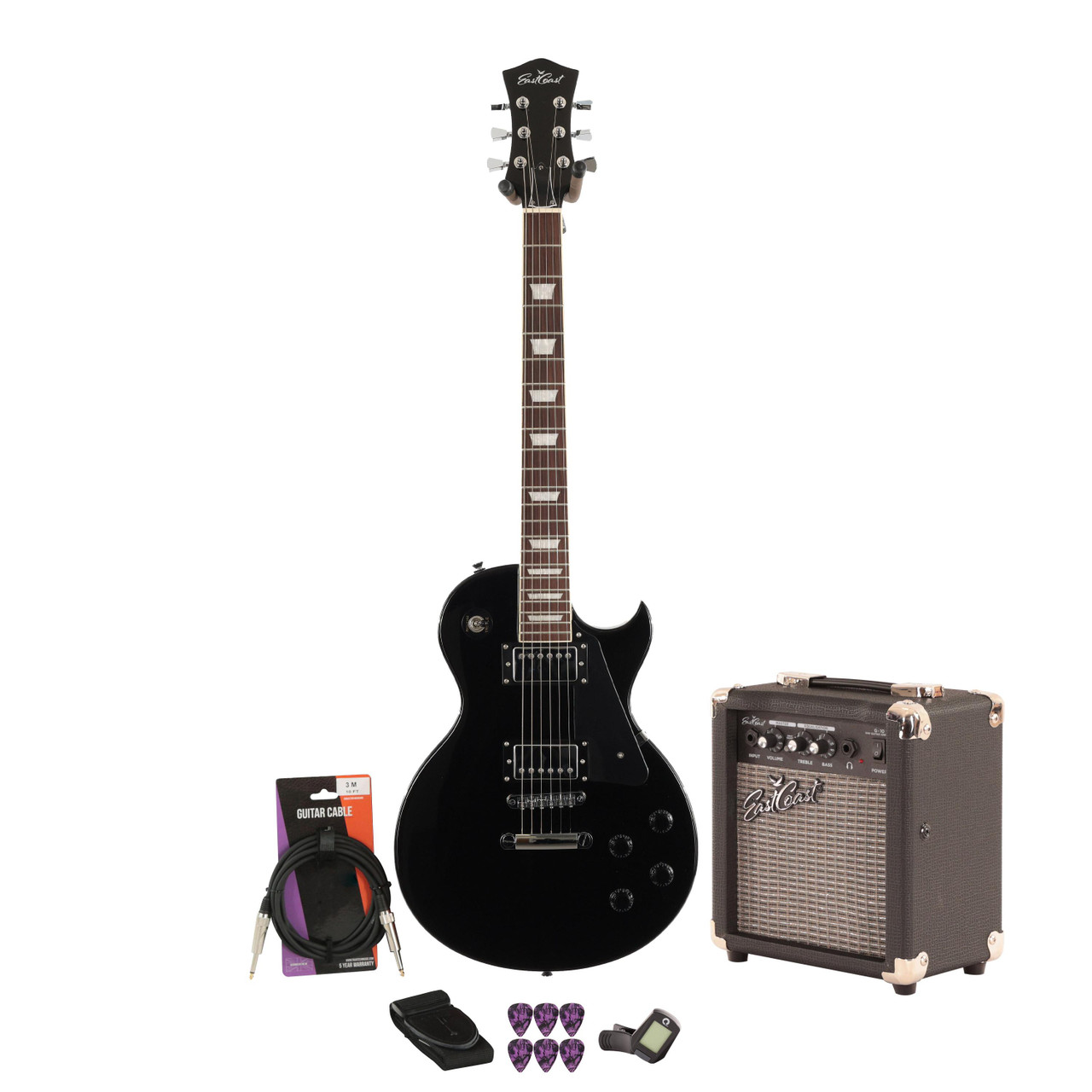 Eastcoast L1S Ebony 10w Amp Guitar Bundle Eastcoast L1S Ebony 10w Amp Guitar Bundle