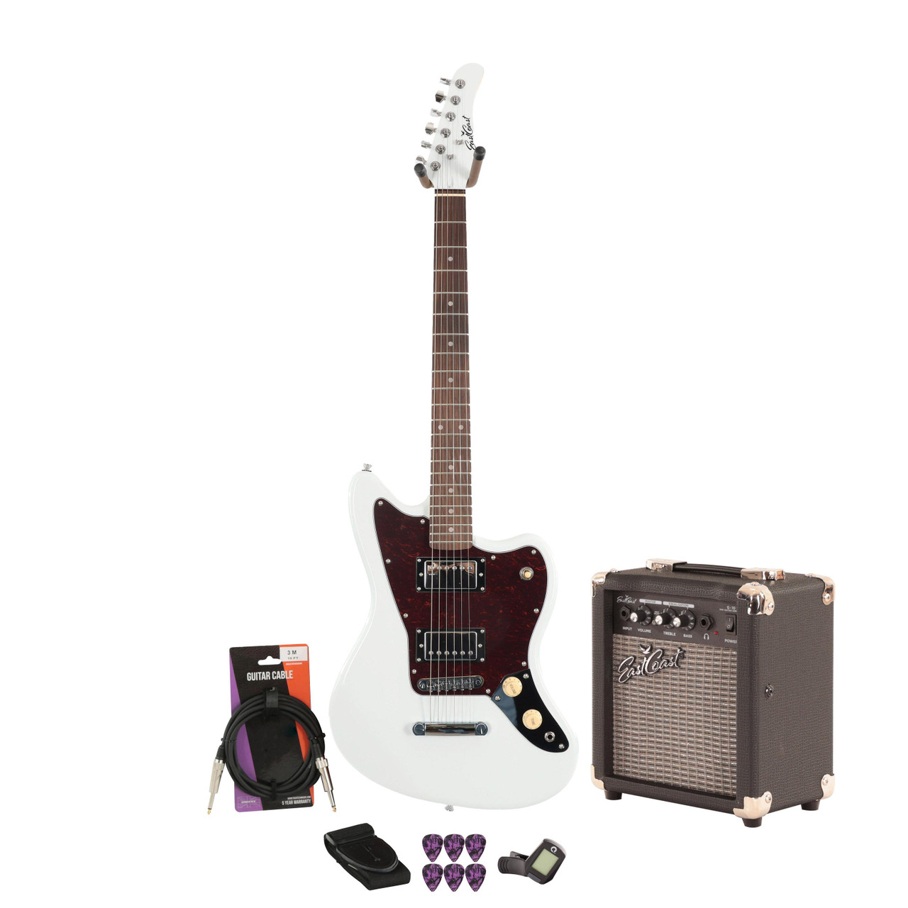 Eastcoast JG White 10w Amp Guitar Bundle Eastcoast JG White 10w Amp Guitar Bundle
