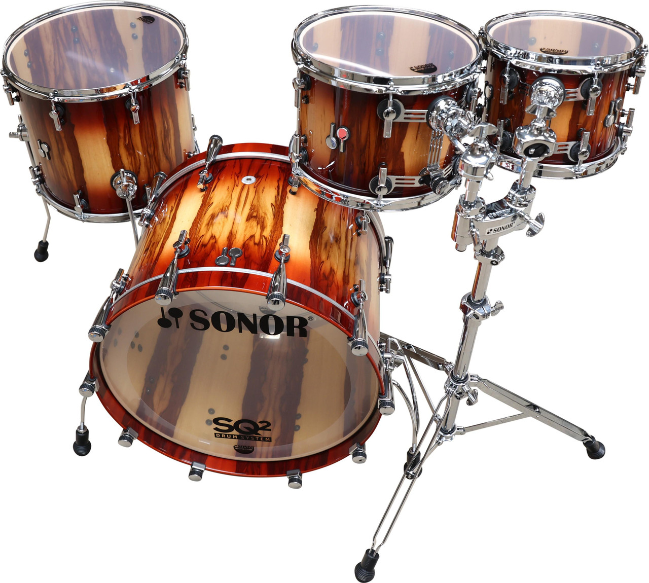 Sonor SQ2 22x15, 10x8, 12x9, 16x14 Red Burst over African Marble