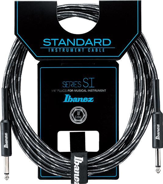 Ibanez Guitar Cable 10ft in Woven Charcoal/Grey