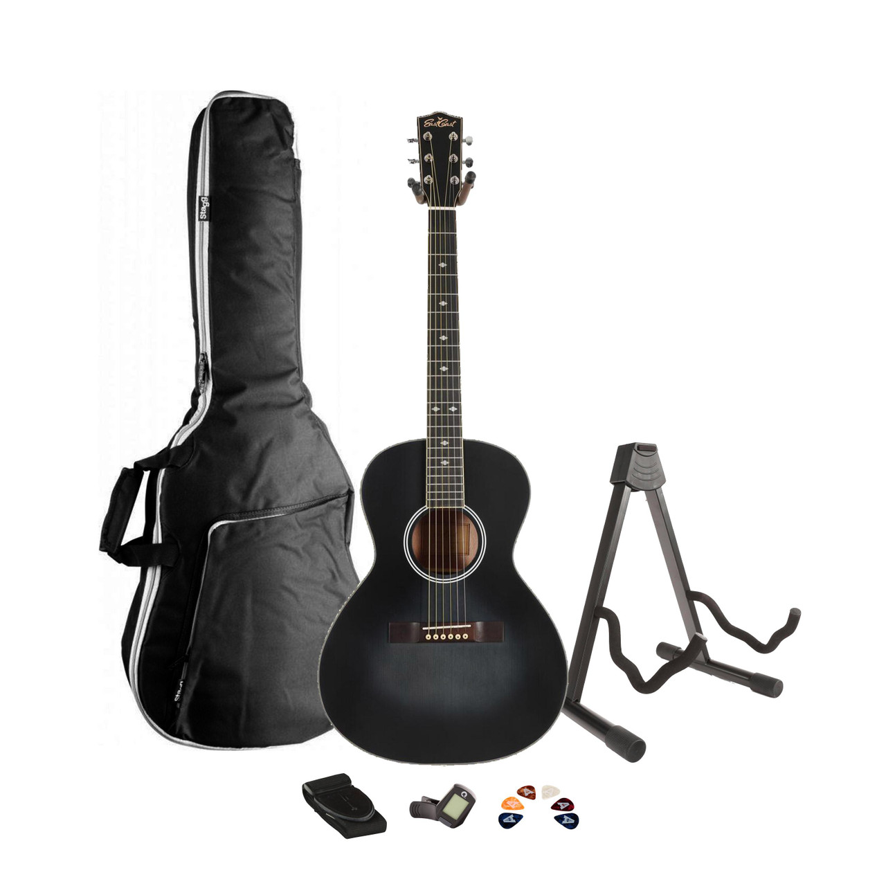 EastCoast PL Parlour Acoustic Guitar in Faded Black Starter Pack EastCoast PL Parlour Acoustic Guitar in Faded Black Starter Pack