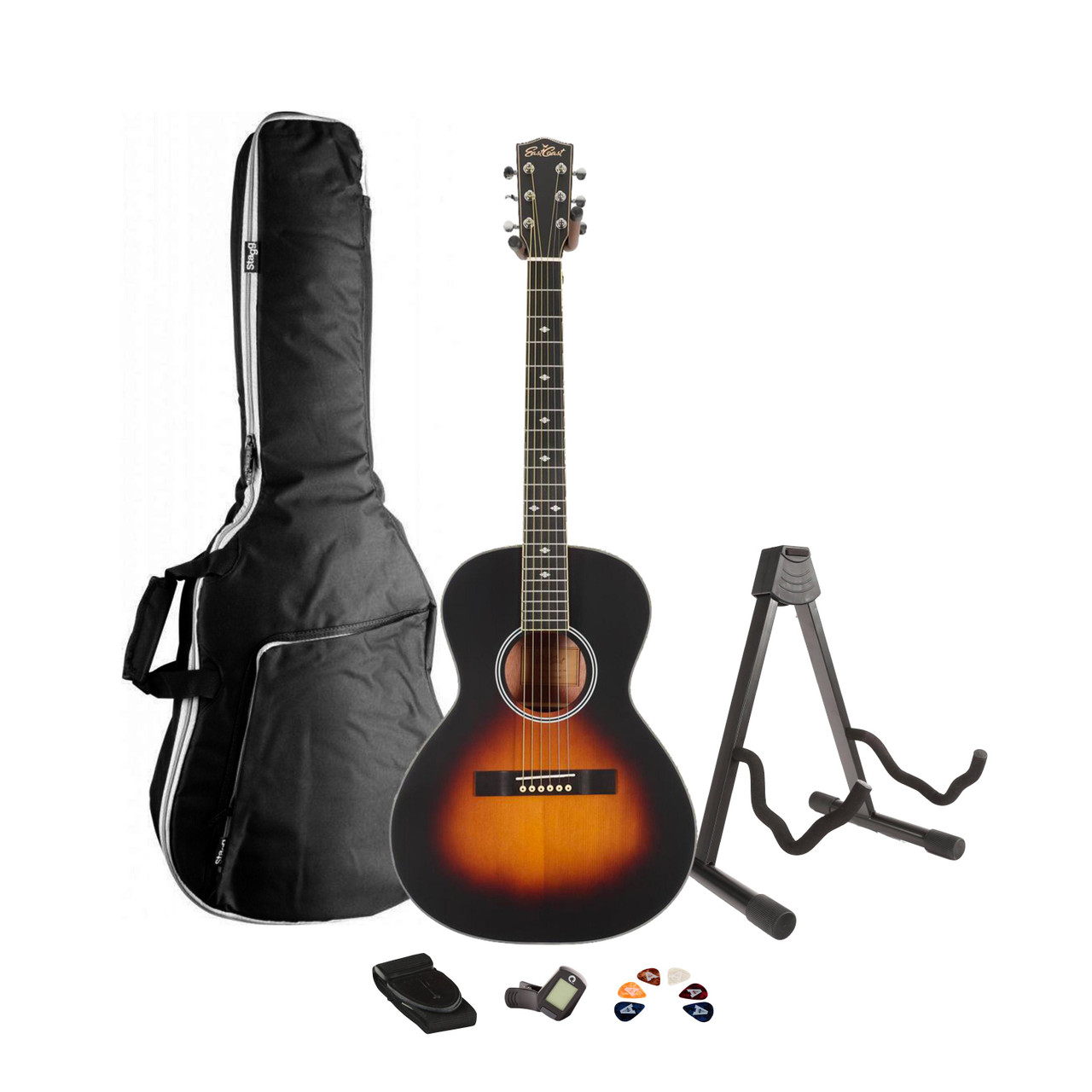 EastCoast PL Parlour Acoustic Guitar in Tobacco Burst Starter Pack EastCoast PL Parlour Acoustic Guitar in Tobacco Burst Starter Pack