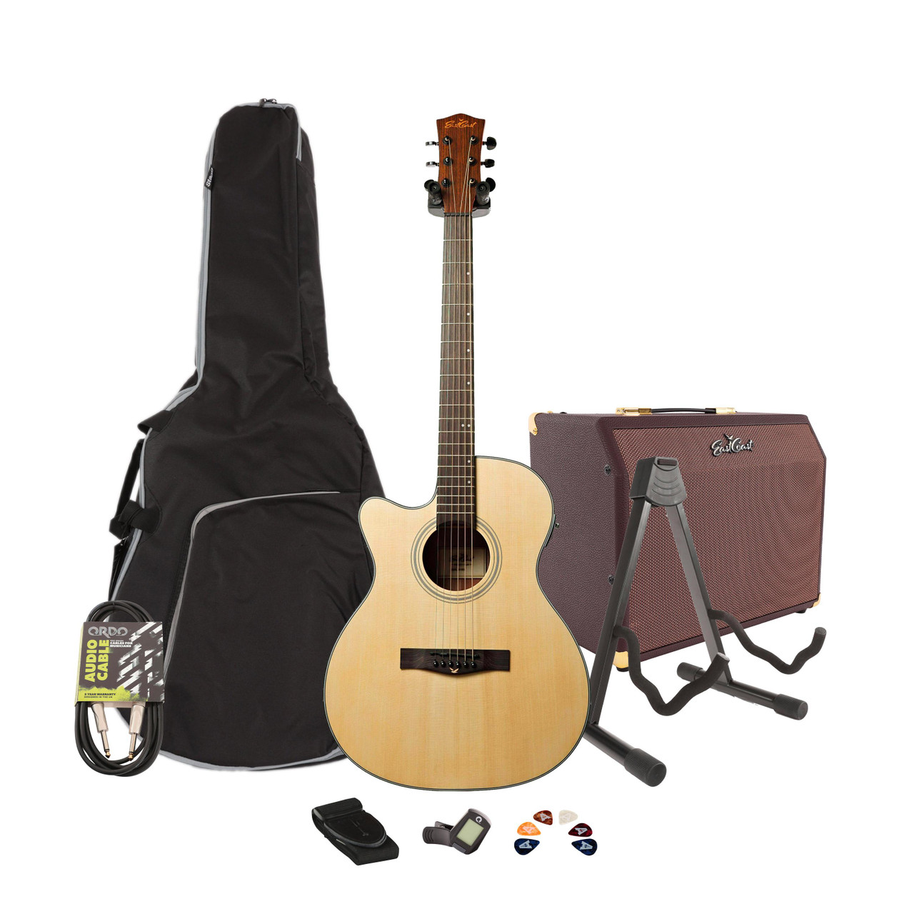 Eastcoast G1CEL Left-Handed Grand Auditorium Electro-Acoustic in Satin Natural Starter Pack With Amp Eastcoast G1CEL Left-Handed Grand Auditorium Electro-Acoustic in Satin Natural Starter Pack With Amp