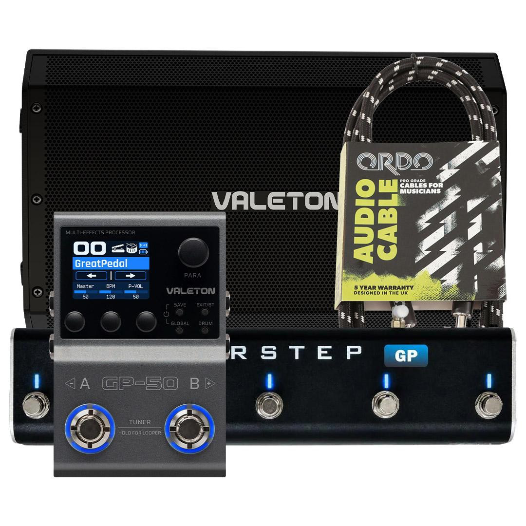 Valeton GP-50 Multi-FX Pedal, VFR-110 FRFR Guitar Cab & XSonic Airstep GP Controller Bundle