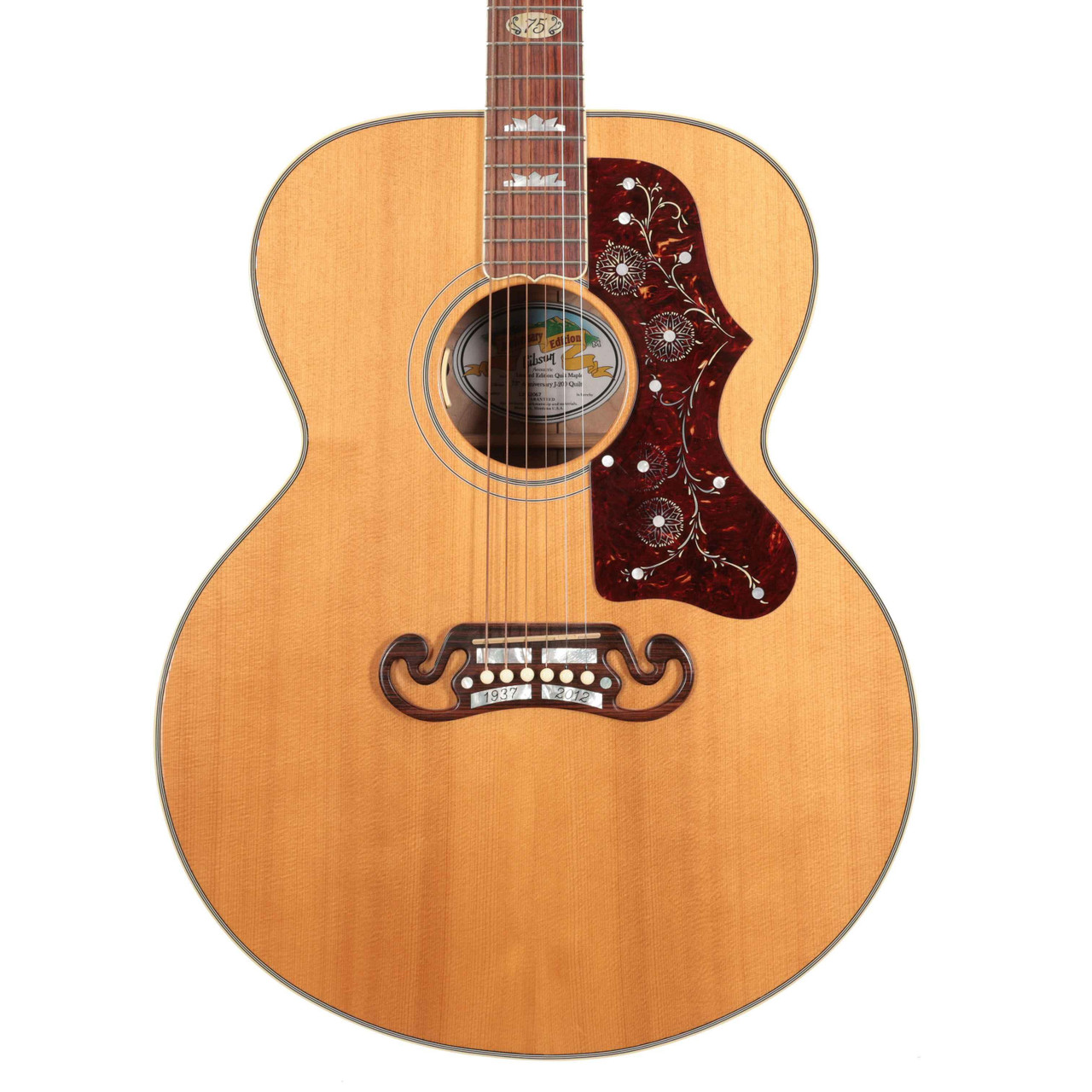 Second Hand Gibson SJ-200 75th Anniversary Quilt Ltd Edition In Natural #658 Second Hand Gibson SJ-200 75th Anniversary Quilt Ltd Edition In Natural #658