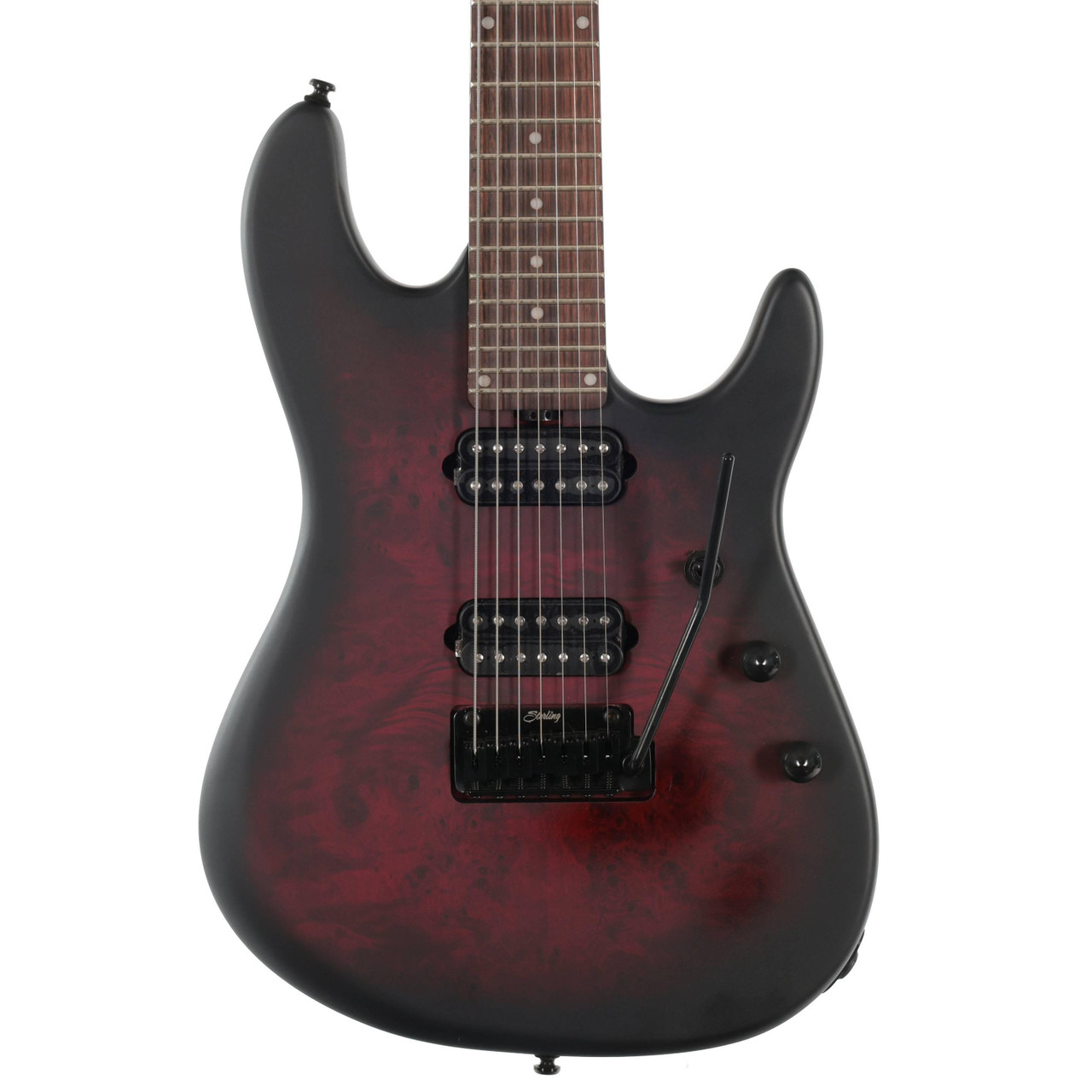 B Stock : Sterling by Music Man Richardson 7 Electric Guitar in Dark Scarlet Burst Satin - 001 B Stock : Sterling by Music Man Richardson 7 Electric Guitar in Dark Scarlet Burst Satin - 001