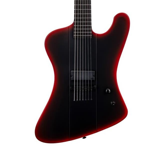 ESP LTD Phoenix-7 Baritone Black Metal II Electric Guitar in Black Redburst Satin ESP LTD Phoenix-7 Baritone Black Metal II Electric Guitar in Black Redburst Satin