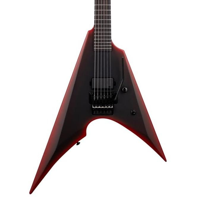 ESP Arrow in LTD Black Metal II Black Red Burst Satin