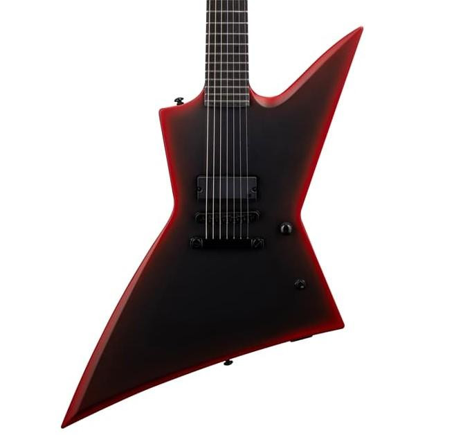 ESP LTD EXL-7 Baritone Black Metal II Electric Guitar in Black Redburst Satin ESP LTD EXL-7 Baritone Black Metal II Electric Guitar in Black Redburst Satin