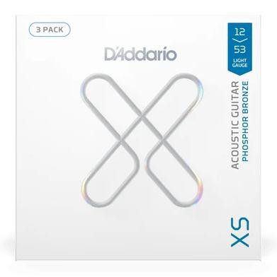 D'Addario XS Coated Acoustic Strings Light 12-53, 3-pack