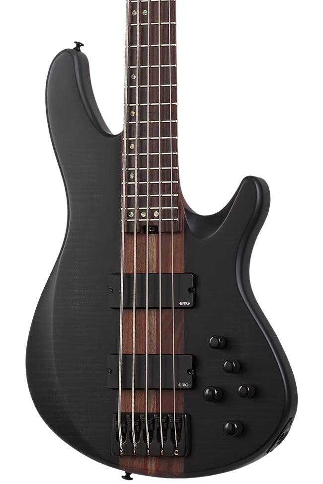Schecter CB-5 Charles Berthoud Signature 5 String Bass Guitar in See Thru Black Satin