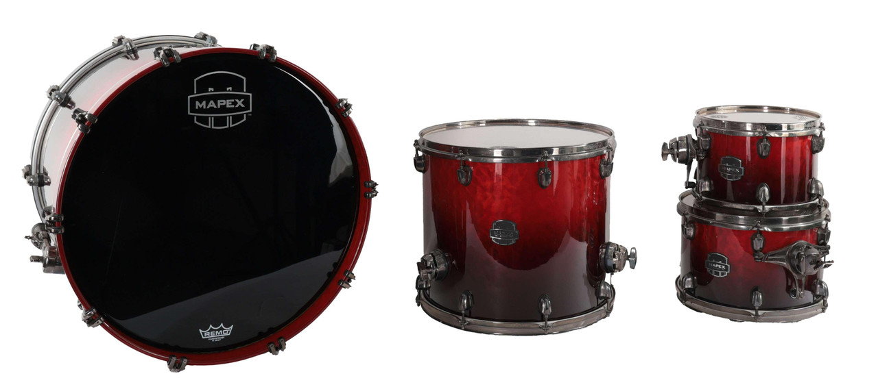 Second Hand Mapex Saturn V 10,12,16,22 In Black To Red Fade E/ Floor Tom Legs And Tom Mounts #022 Second Hand Mapex Saturn V 10,12,16,22 In Black To Red Fade E/ Floor Tom Legs And Tom Mounts #022