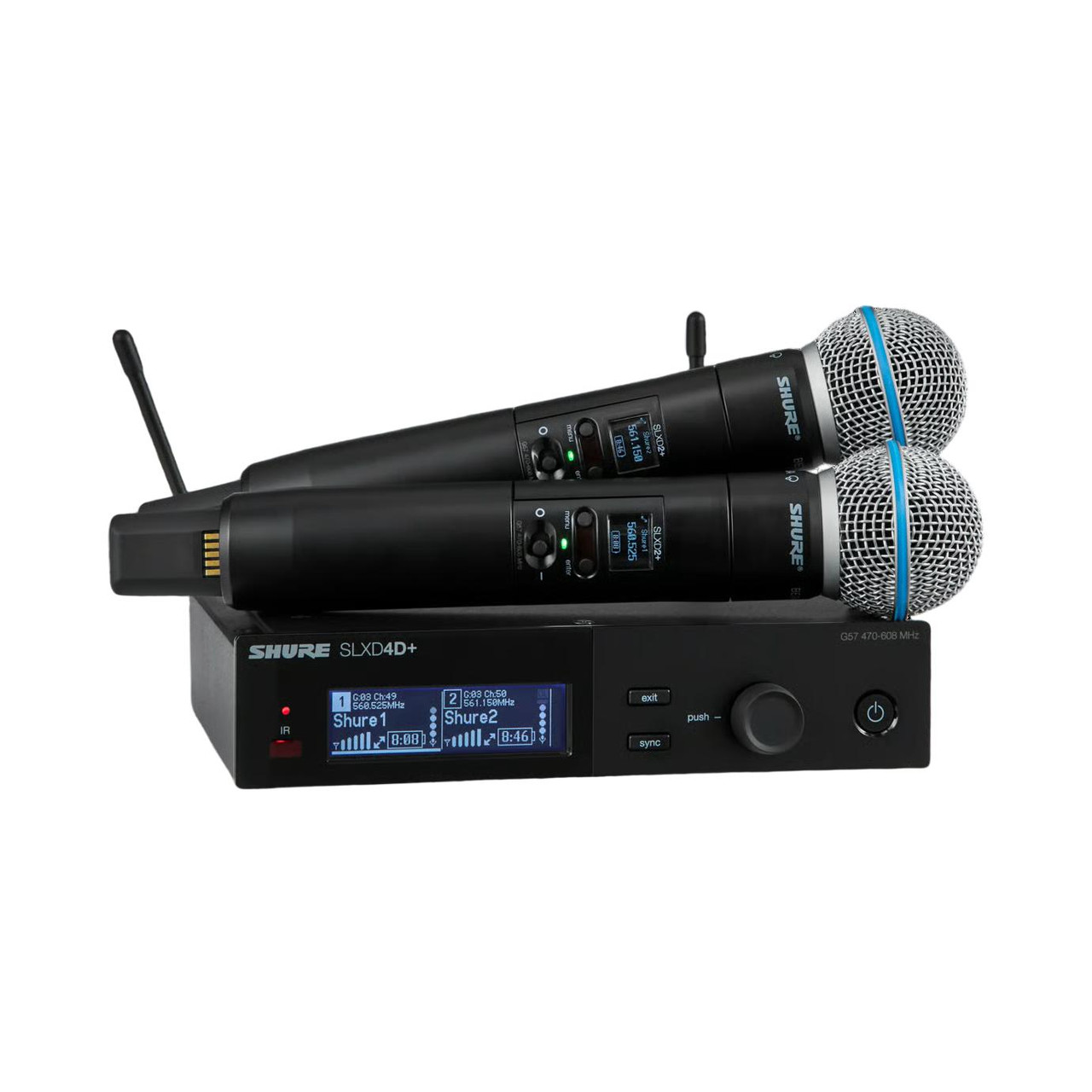 Shure SLXD24D+ Dual system with Beta 58 Handheld Transmitters - K55 Band
