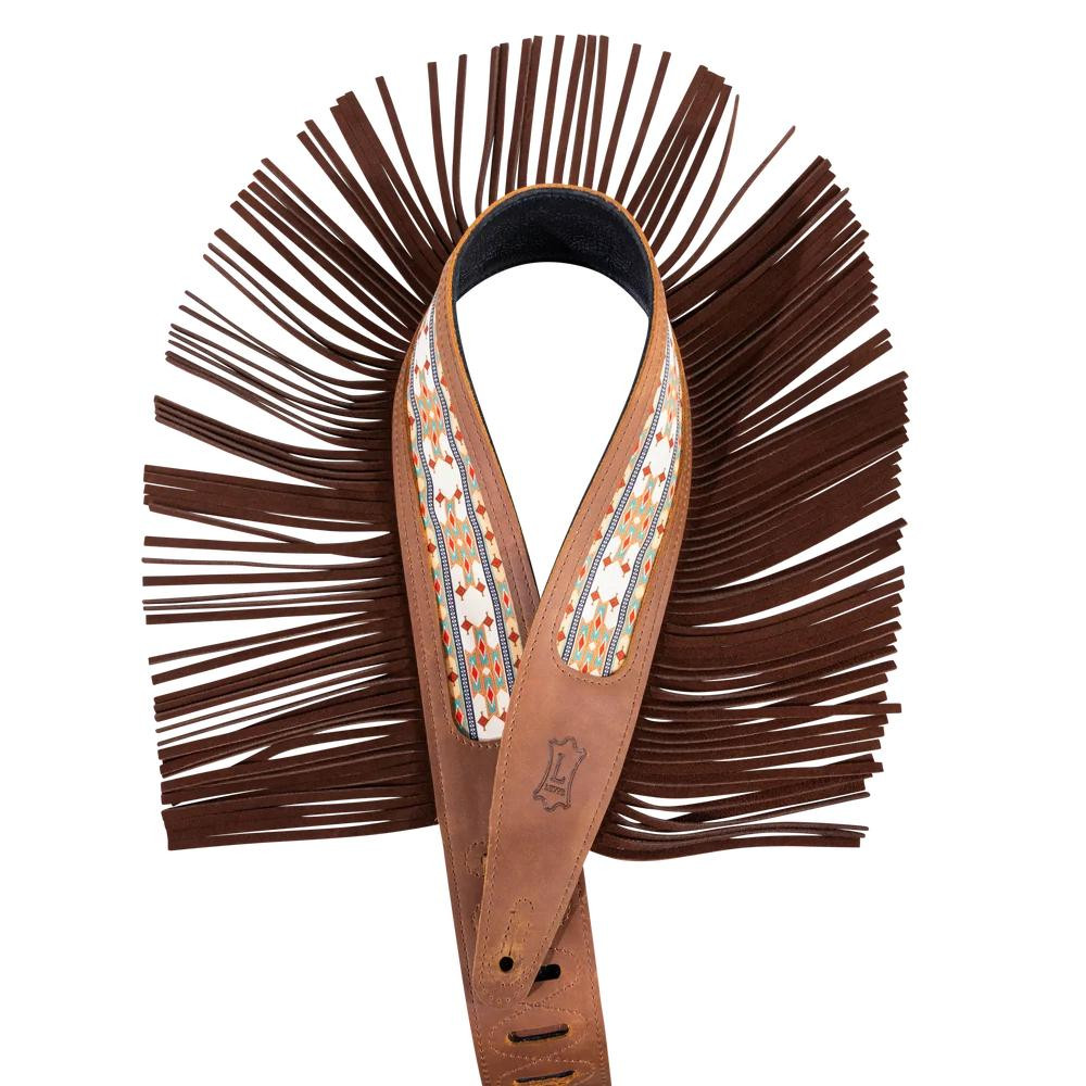 Levys Crazy Horse Leather Strap with Fringe Brown Guitar Strap Levys Crazy Horse Leather Strap with Fringe Brown Guitar Strap