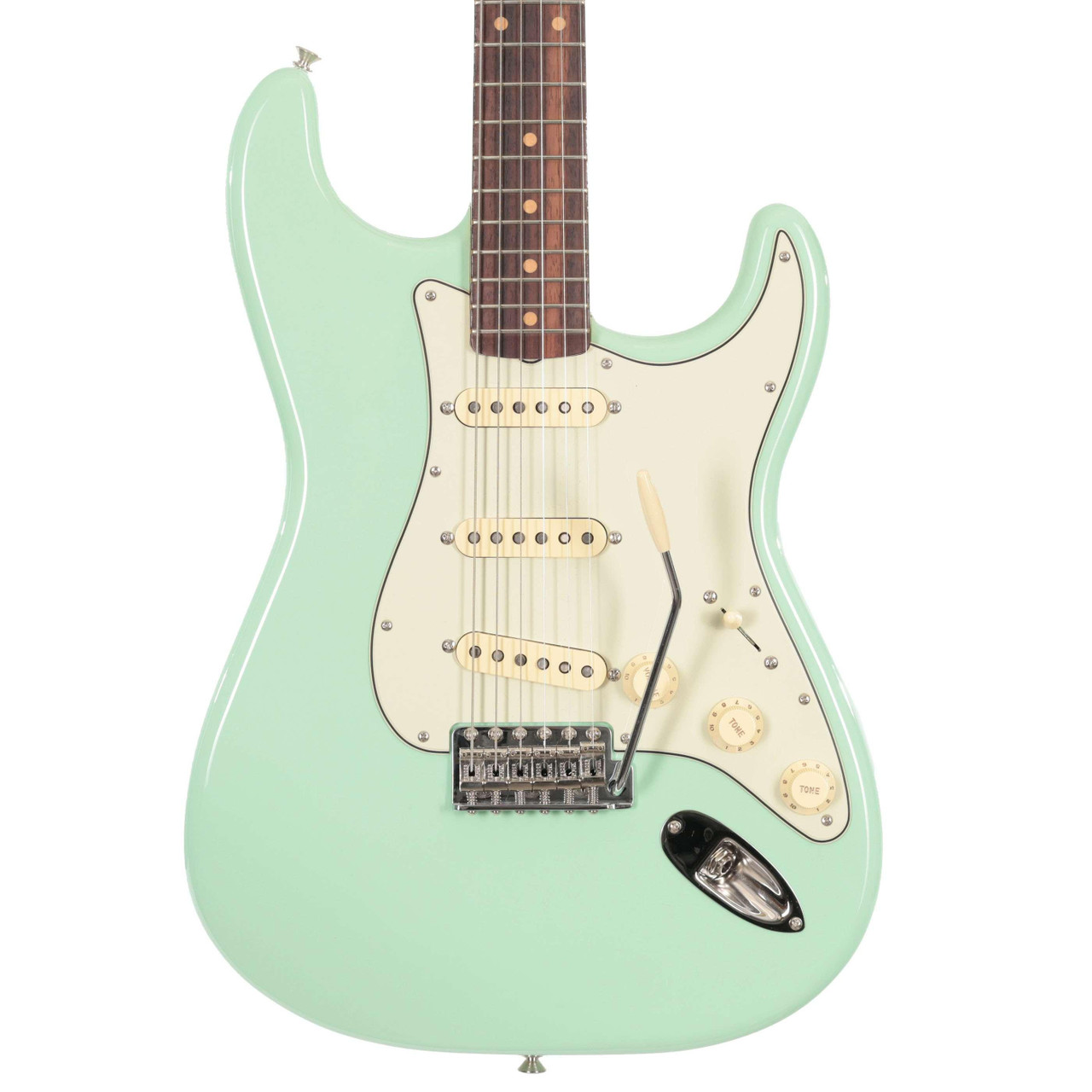 Second Hand Fender Vintage II 1961 Stratocaster Electric Guitar In Surf Green #081 Second Hand Fender Vintage II 1961 Stratocaster Electric Guitar In Surf Green #081