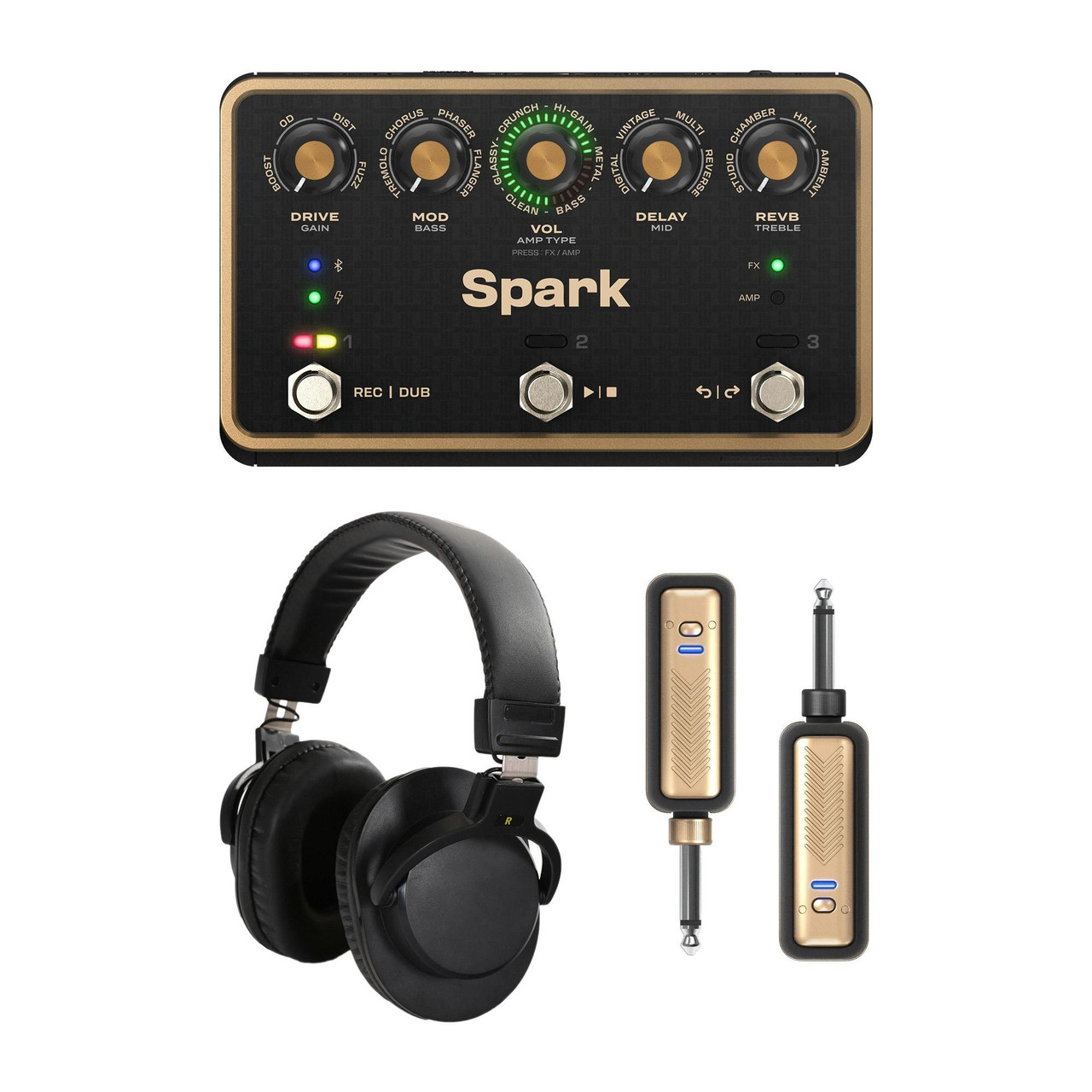 Positive Grid Spark Pedal Bundle With Link Wireless System & Headphones Positive Grid Spark Pedal Bundle With Link Wireless System & Headphones