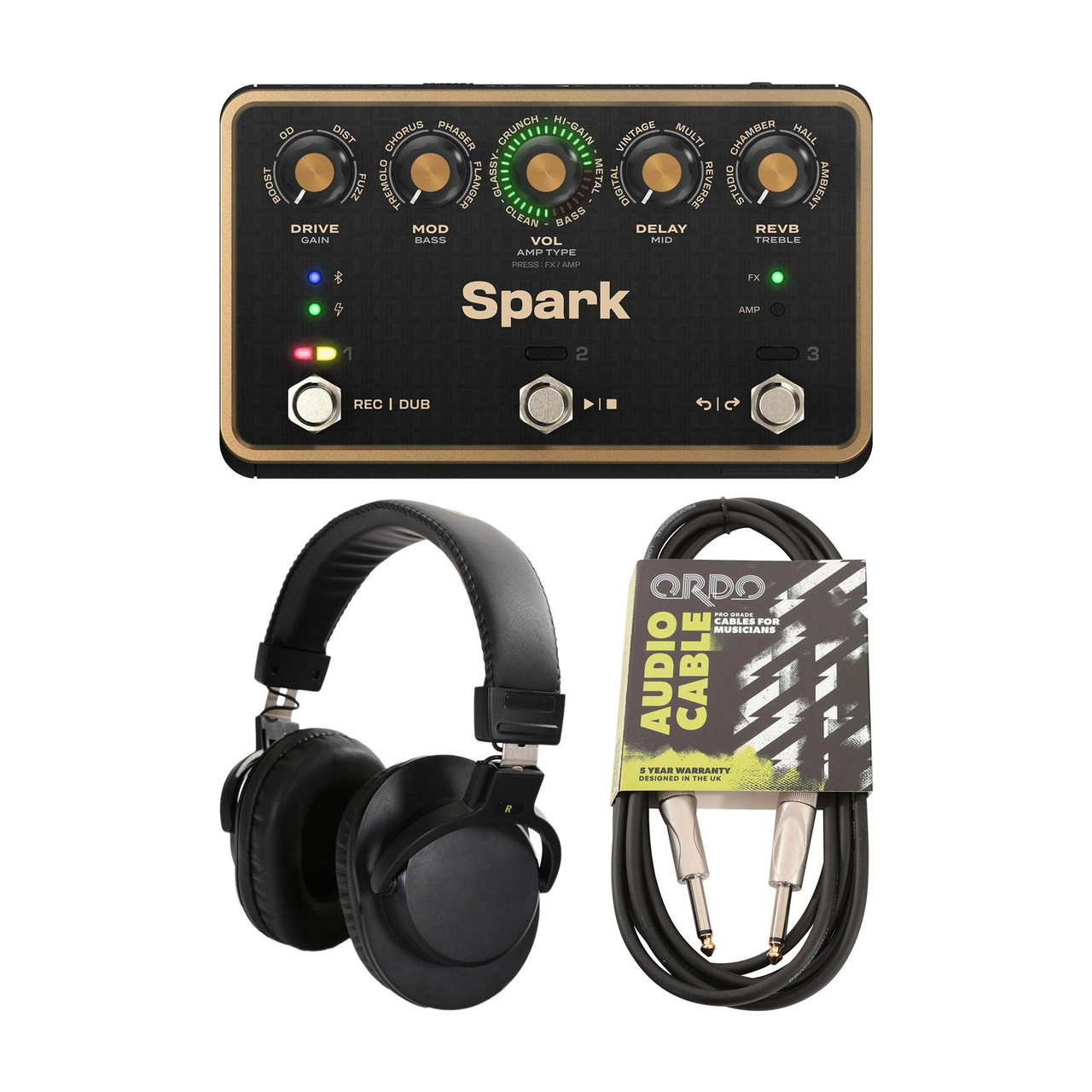 Positive Grid Spark Pedal Bundle With Headphones & 3M Lead Positive Grid Spark Pedal Bundle With Headphones & 3M Lead