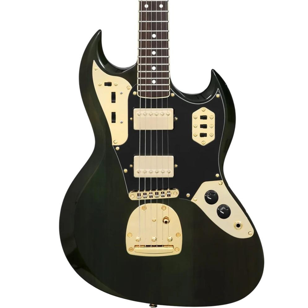 Woodrite Switchblade Electric Guitar in Transparent Emerald Green Woodrite Switchblade Electric Guitar in Transparent Emerald Green